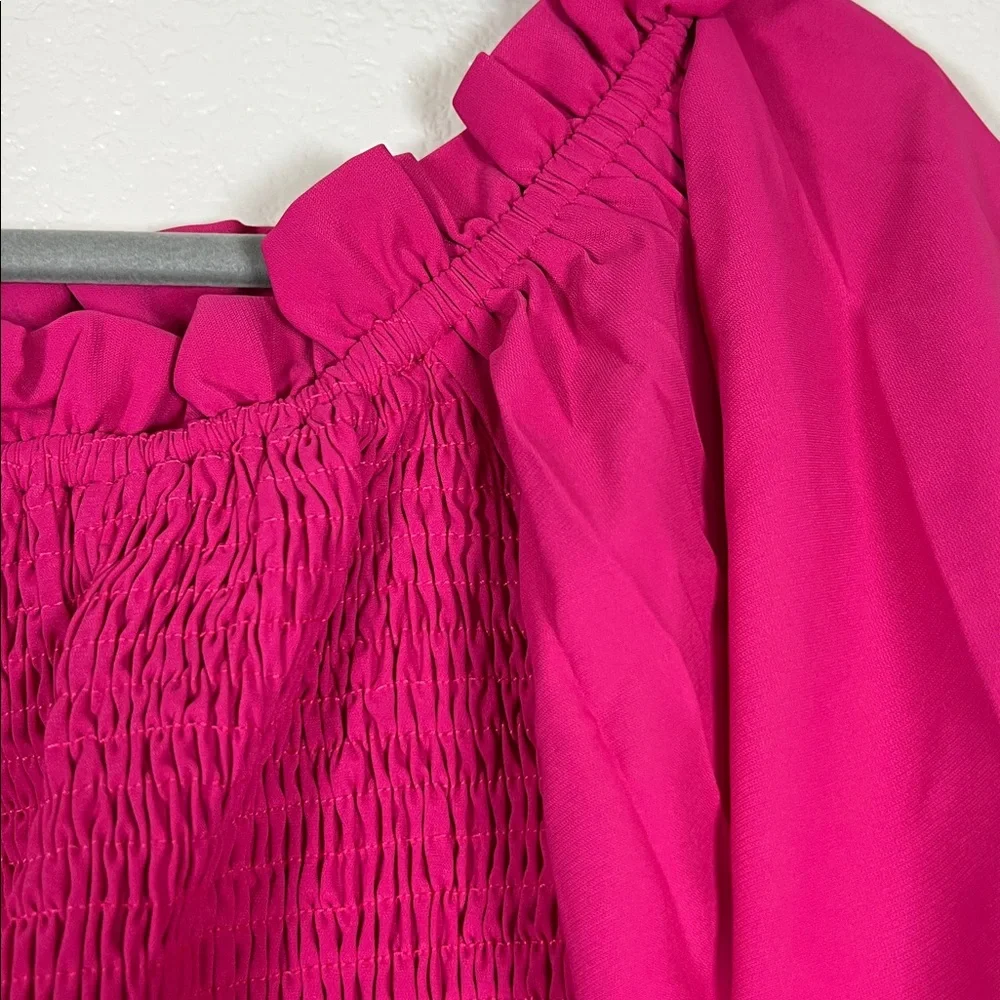 Fuchsia pink shocked bust top, size 3X - Picture 8 of 8